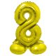 Gold 8 gold Zahl Folienballon mit Standfuß 72 cm