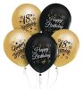 Farbe Happy Birthday 18 Gold-Black Ballon, Luftballon 5 Stück 12 Zoll (30 cm)