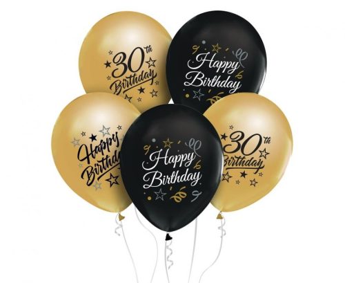 Geburtstag Gold-Black Bunte Happy Birthday 30 Ballons, 5 Stück 12 Zoll (30 cm)