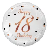Geburtstag B&C White Happy Birthday 18 Folienballon 36 cm
