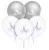 Einhorn silver Ballon, Luftballon 5 Stück 12 inch (30cm)