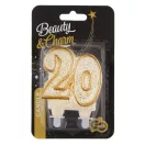 Farbe Gold Goldene Glitzer-Zahl 20 Geburtstagskerze