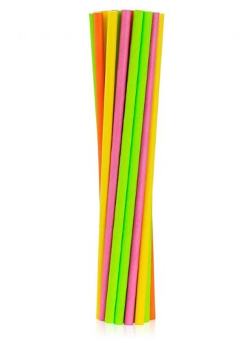 Farbe Neon Papierstrohhalm 24 Stk