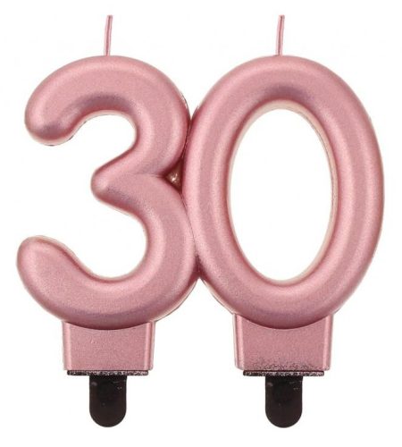 Farbe Rose Gold Metallic Kuchenkerze, Zahlenkerze 30