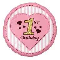 Erster Geburtstag Pink Folienballon 36 cm