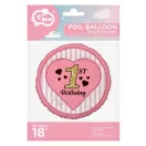 Erster Geburtstag Pink Folienballon 36 cm