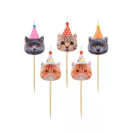 Tiere Party Katzenkuchenkerze, Kerzenset 5 Stk
