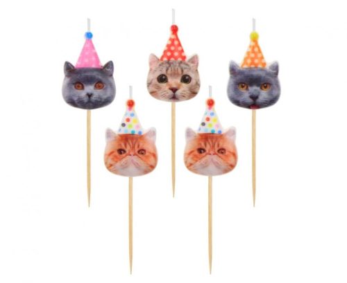 Tiere Party Katzenkuchenkerze, Kerzenset 5 Stk