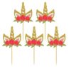 Einhorn Rose Dekorationsstäbchen 6er-Pack