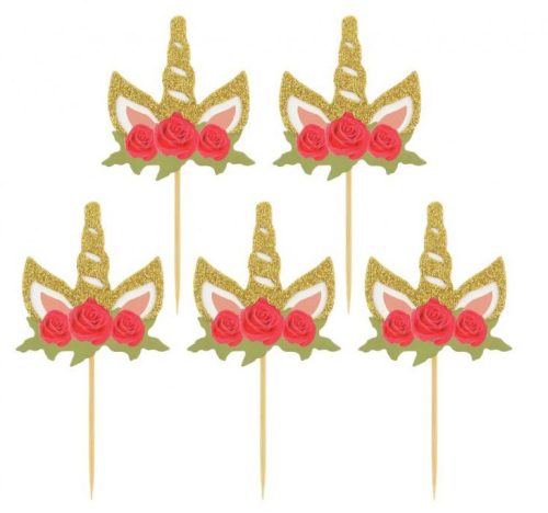 Einhorn Rose Dekorationsstäbchen 6er-Pack