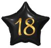 Schwarz Happy Birthday 18 black Star Folienballon 44 cm