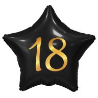   Geburtstag Black Schwarzer Happy Birthday 18 Stern Folienballon 44 cm