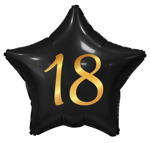 Schwarz Happy Birthday 18 black Star Folienballon 44 cm