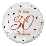 Geburtstag B&C White Happy Birthday 30 Folienballon 36 cm