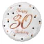 Geburtstag B&C White Happy Birthday 30 Folienballon 36 cm