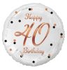 Happy Birthday 40 B&C White Folienballon 36 cm