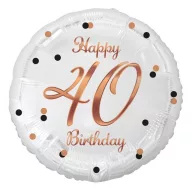 Geburtstag B&C White Happy Birthday 40 Folienballon 36 cm