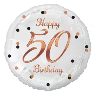 Geburtstag B&C White Happy Birthday 50 Folienballons 36 cm
