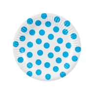Farbe Sky Blue Polka Dot Pappteller mit Punkten 6 Stk 18 cm