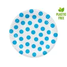Farbe Sky Blue Polka Dot Pappteller mit Punkten 6 Stk 18 cm
