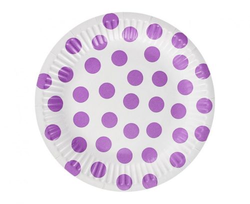 Farbe Lavender Polka Dots Pappteller mit Punkten 6 Stk 18 cm