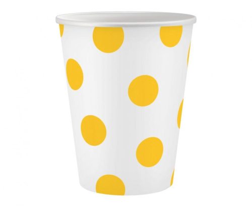 Gelb Yellow Polka Dots Pappbecher 6 Stück 250 ml