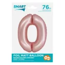 Nummer Light Pink Mat Rosa Zahl 0 Folienballon 76 cm