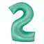 Nummer Mint Mat Mintfarbene Folienballon Zahl 2, 76 cm