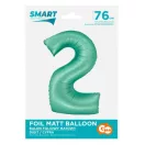 Nummer Mint Mat Mintfarbene Folienballon Zahl 2, 76 cm