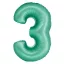 Nummer Mint Mat Minzfarbe Zahl 3 Folienballon 76 cm