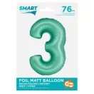 Nummer Mint Mat Minzfarbe Zahl 3 Folienballon 76 cm