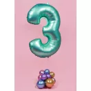 Nummer Mint Mat Minzfarbe Zahl 3 Folienballon 76 cm