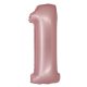 Rosa 1 Light Pink Mat Nummer Folienballon 76 cm