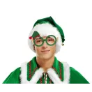 Weihnachten Green i Brille mit kleinem Elf Hut drauf