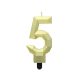 Nummer Diamond Metallic Goldene Nummer 5 Kerze, Tortekerze