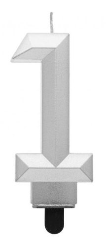 Nummer Diamond Metallic Silberne Nummer 1 Kerze, Geburtstagskerze