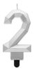 Nummer Diamond Metallic Silberne Nummer 2 Kerze, Tortenkerze