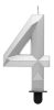 Nummer Diamond Metallic Silberne 4-Ziffer-Kerze, Tortenkerze