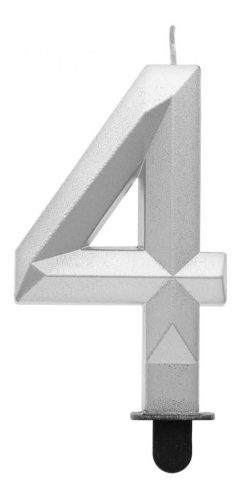 Nummer Diamond Metallic Silberne 4-Ziffer-Kerze, Tortenkerze