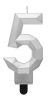 Nummer Diamond Metallic Silber 5 Zahlenkerze, Tortenkerze