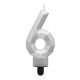 Nummer Diamond Metallic Silberne Nummer 6 Geburtstagskerze, Tortenkerze