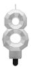 Nummer Diamond Metallic Silberne Nummer 8 Geburtstagskerze