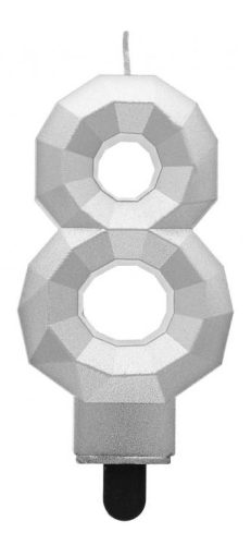 Nummer Diamond Metallic Silberne Nummer 8 Geburtstagskerze