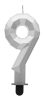 Nummer Diamond Metallic Silberne Nummer 9 Geburtstagskerze, Tortenkerze
