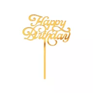 Geburtstag Happy Birthday Gold Tortendekoration 15 cm