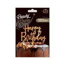 Geburtstag Happy Birthday Gold, Goldene Tortendekoration 14 cm