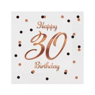   Geburtstag B&C White Happy Birthday 30 Servietten 20 Stk 33x33 cm