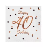   Geburtstag B&C White Happy Birthday 40 Serviette 20er Pack 33x33 cm