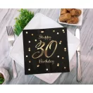 Geburtstag B&C Black-Gold Happy Birthday 30 Serviette 20 Stk. 33x33 cm