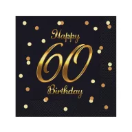   Geburtstag B&C Gold Happy Birthday 60 Serviette, 20er-Pack, 33x33 cm
